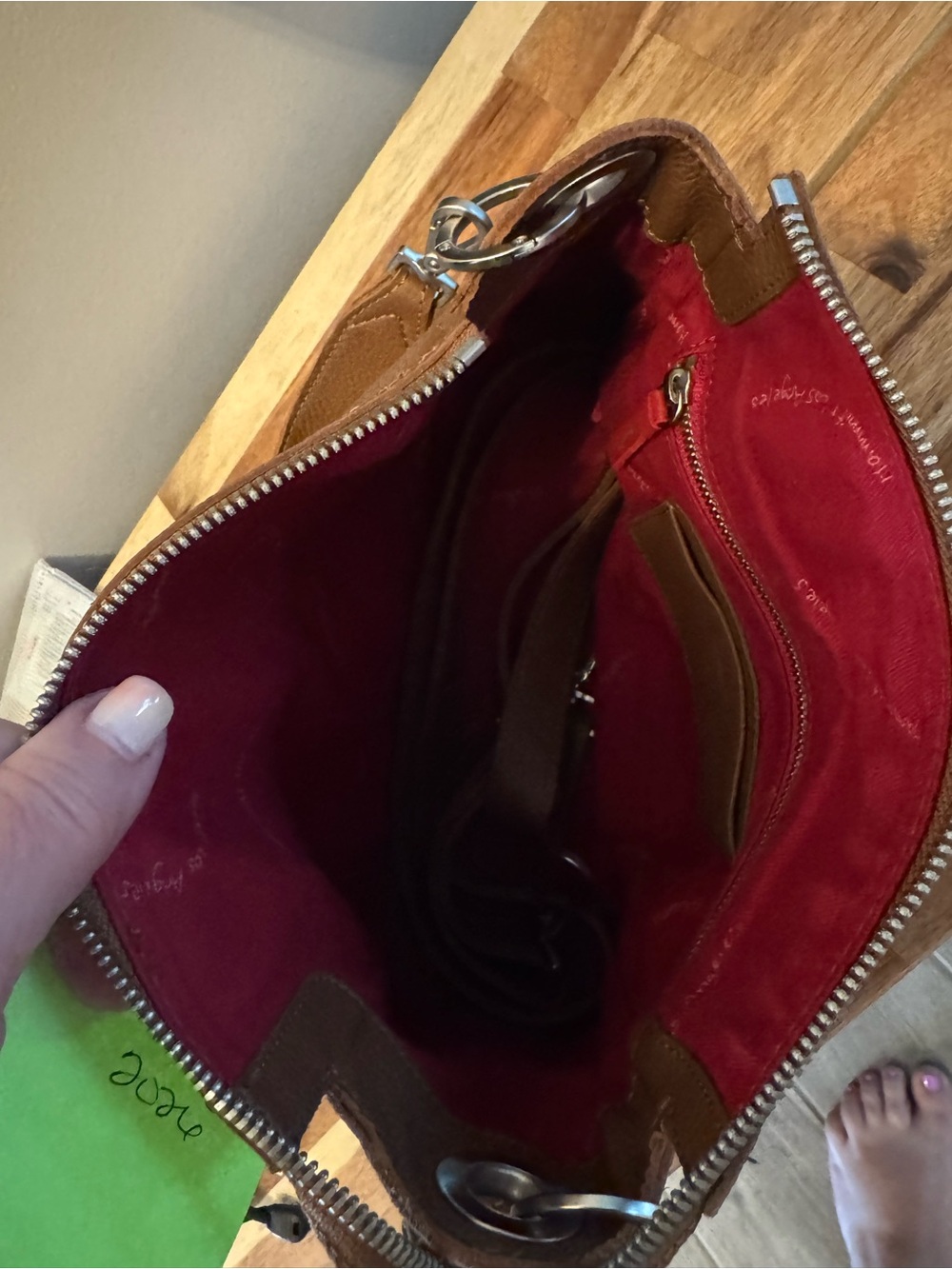 Hammitt Tan Pebbled Leather Shoulder Bag with Silver Studs - Picture 3 of 5